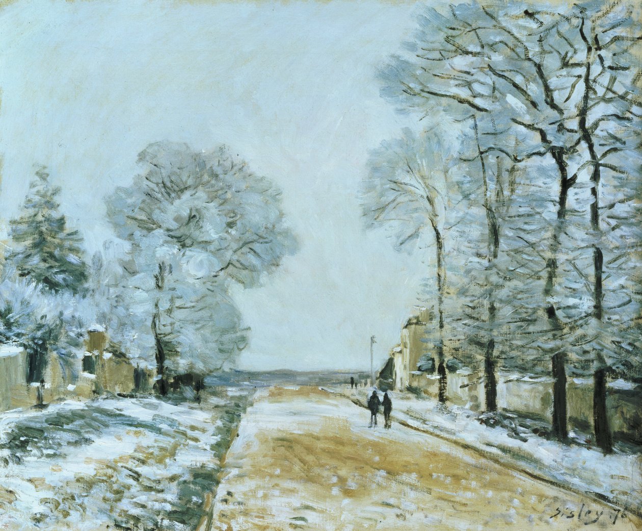 The Road, Snow Effect, 1876 av Alfred Sisley