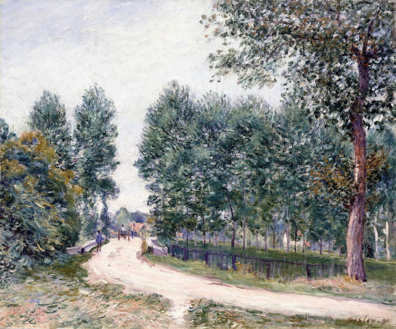 The Road of Saint-Mammes - Om morgenen av Alfred Sisley