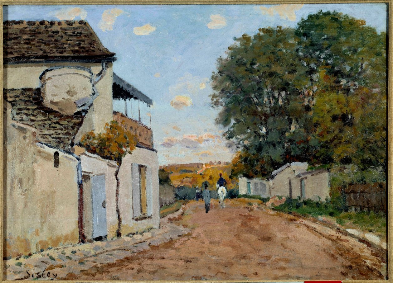 The Road to Louveciennes-maleri av Alfred Sisley (1839-1899) 1872 Privat samling av Alfred Sisley