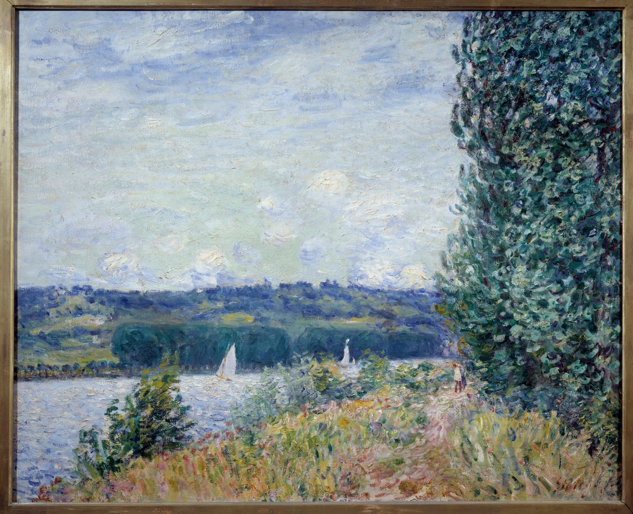 Seinen har Bouille, kuling. Maleri av Alfred Sisley (1839 - 1899) av Alfred Sisley
