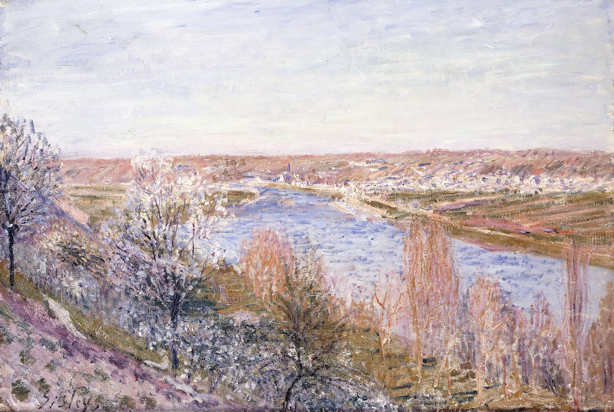 Landsbyen Champagne ved solnedgang-april, 1885 av Alfred Sisley