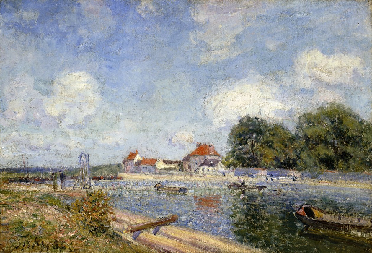 The Weir on the Loing ved Saint-Mammes; Le Barrage du Loing a Saint-Mammes, 1885 av Alfred Sisley