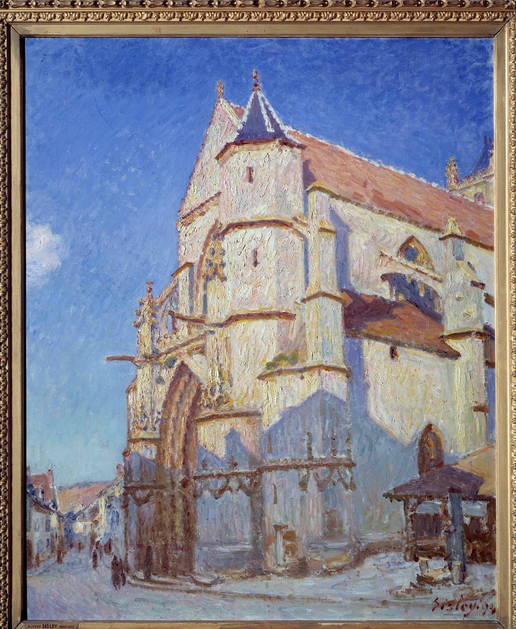 Kirken Moret, om natten i 1894 av Alfred Sisley