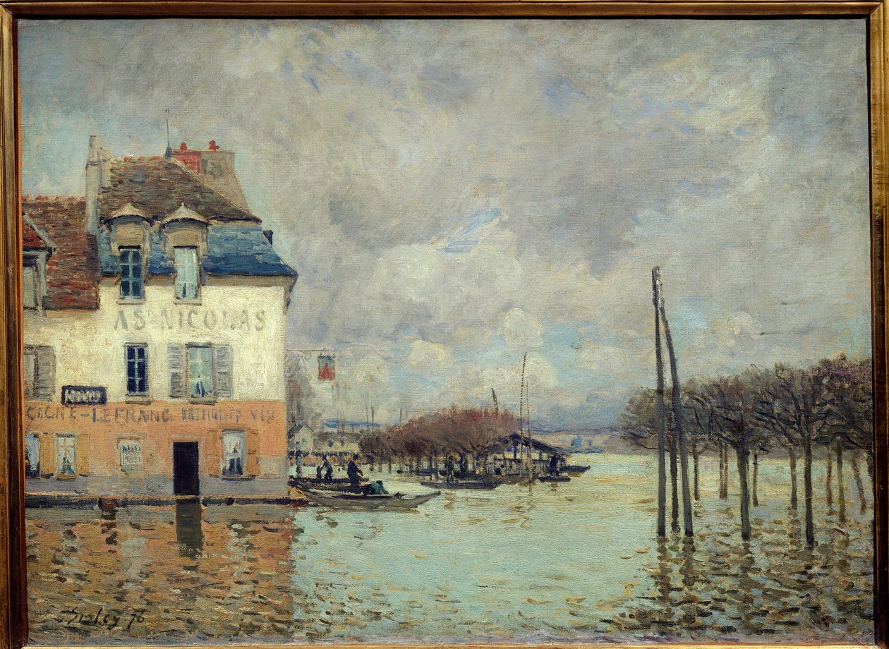 Flommen ved Port Marly (Port-Marly) Maleri av Alfred Sisley (1839-1899) 1876 Dim. 0,60 x 0,81 m Paris, musee d