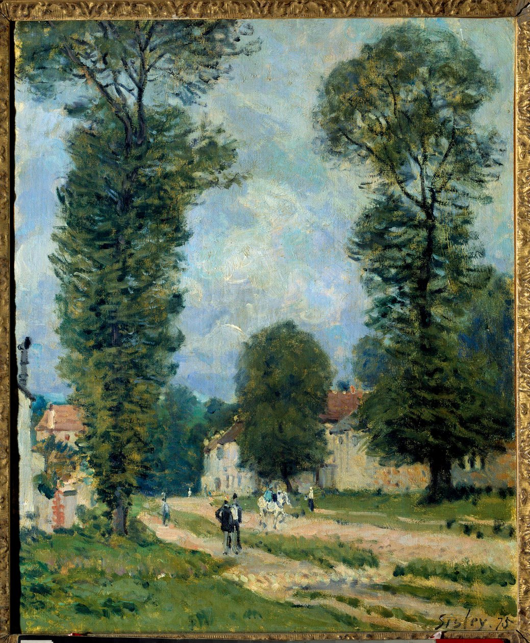 Veien til Versailles Maleri av Alfred Sisley (1839-1899) 1875 Søn. 0,47x0,38 m. Paris, Musee d