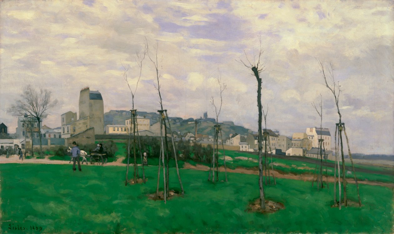 Utsikt over Montmartre fra blomsterbyen, 1869 av Alfred Sisley