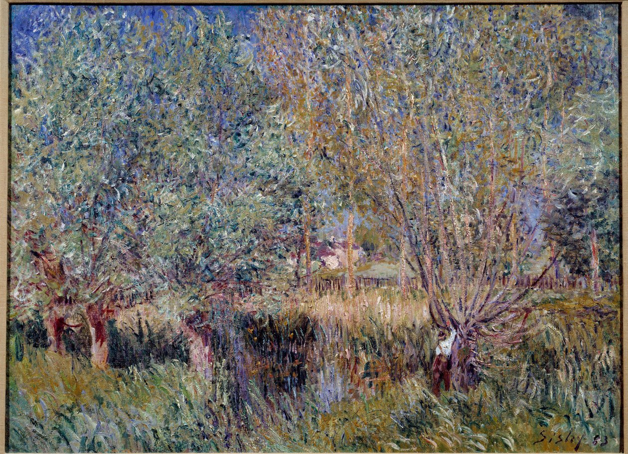 Piljer ved bredden av elva Orvanne. Maleri av Alfred Sisley (1839 - 1899) av Alfred Sisley