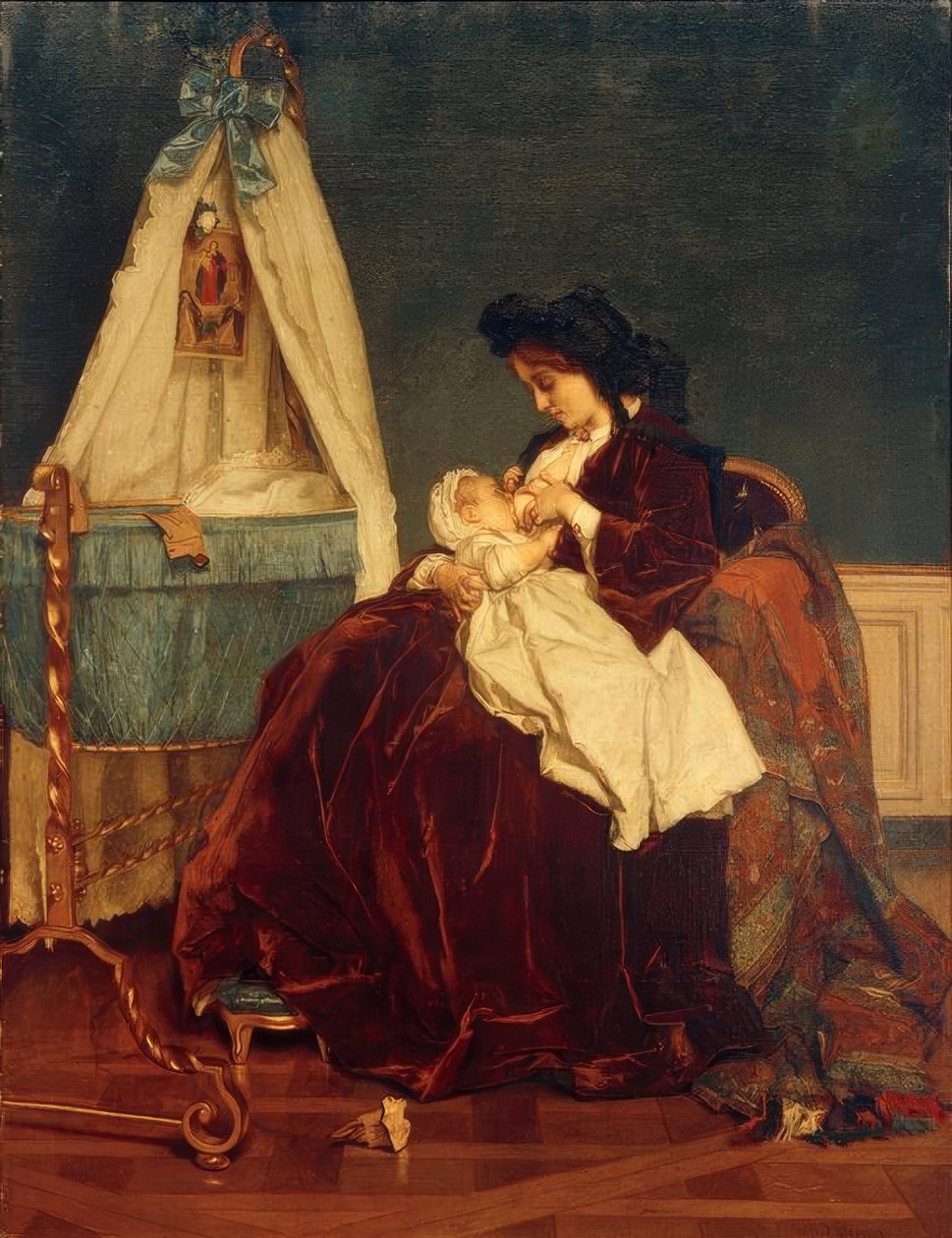 Alfred Stevens, kunstnerens kone og sønn Léopld av Alfred Emile Stevens