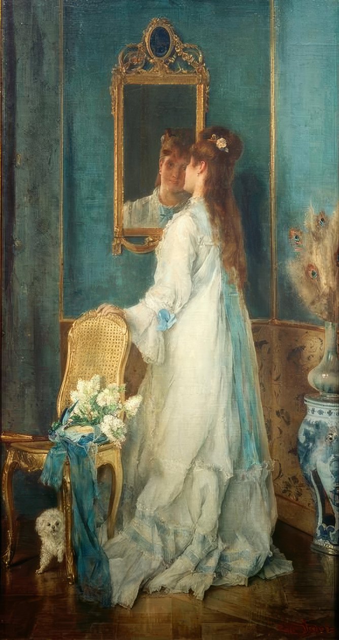 Alfred Stevens, jente foran speilet av Alfred Emile Stevens