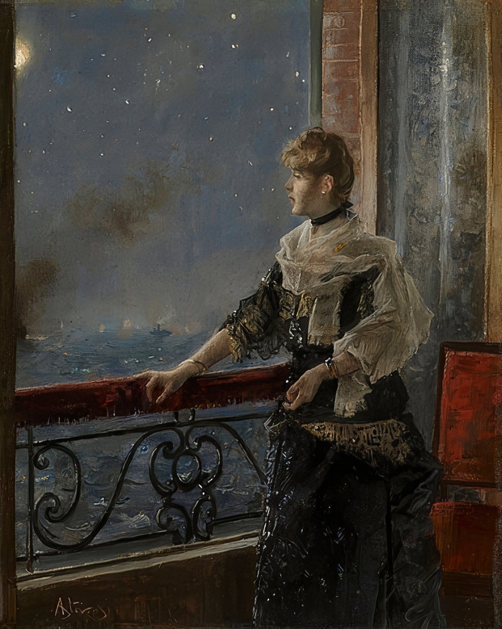 Måneskinn (Clearly of the Moon). Omtrent 1885 av Alfred Emile Stevens
