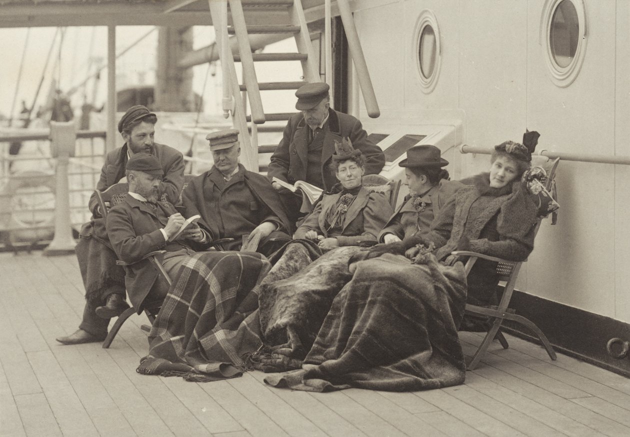 Sime Herrmann, herr og fru Mann, dr. Brown, herr McGibbon, frøken Linthicum og Emmy – om bord på «Bourgogne» 5.–14. mai 1896 av Alfred Stieglitz