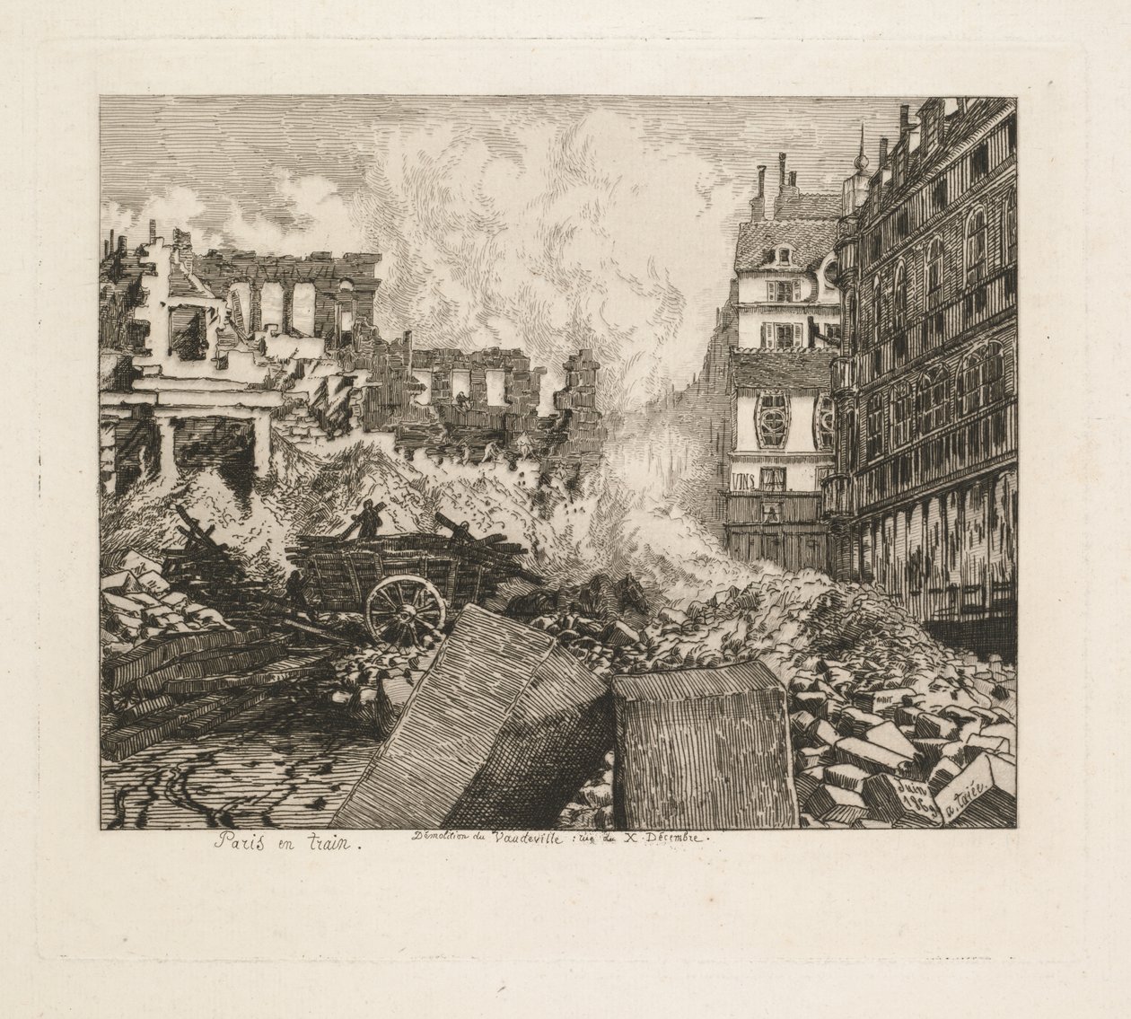 Paris med tog. Riving av Vaudeville-teatret: rue du Dix-Decembre av Alfred Taiée
