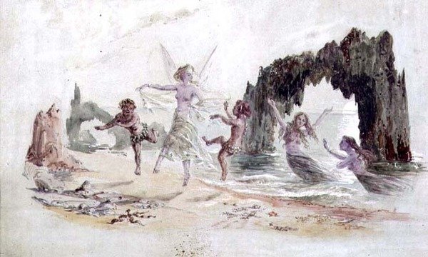 Feer og fauner på kysten (akvarell) av Alfred Thompson