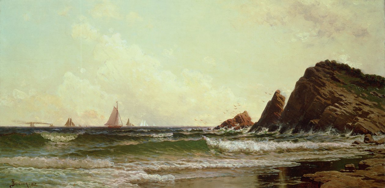 Cliffs at Cape Elizabeth, Portland Harbour, Maine, 1882 av Alfred Thompson Bricher