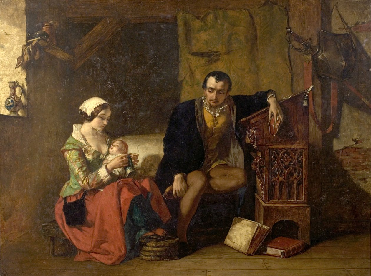 Opprinnelsen til strømpeveven, 1847 av Alfred W. Elmore