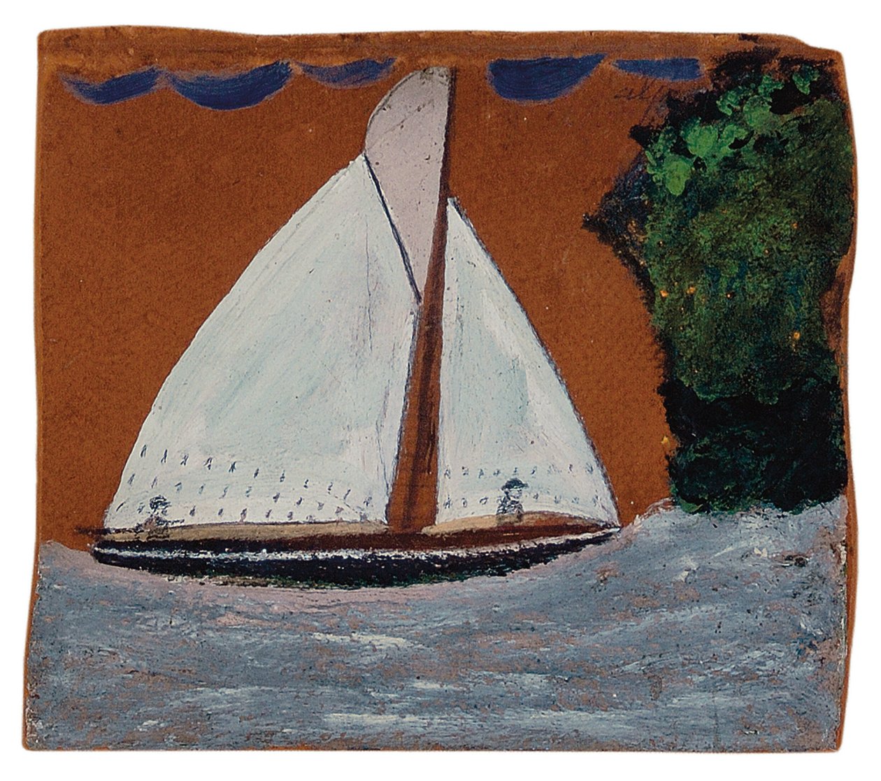 Seilbåt med brun himmel av Alfred Wallis