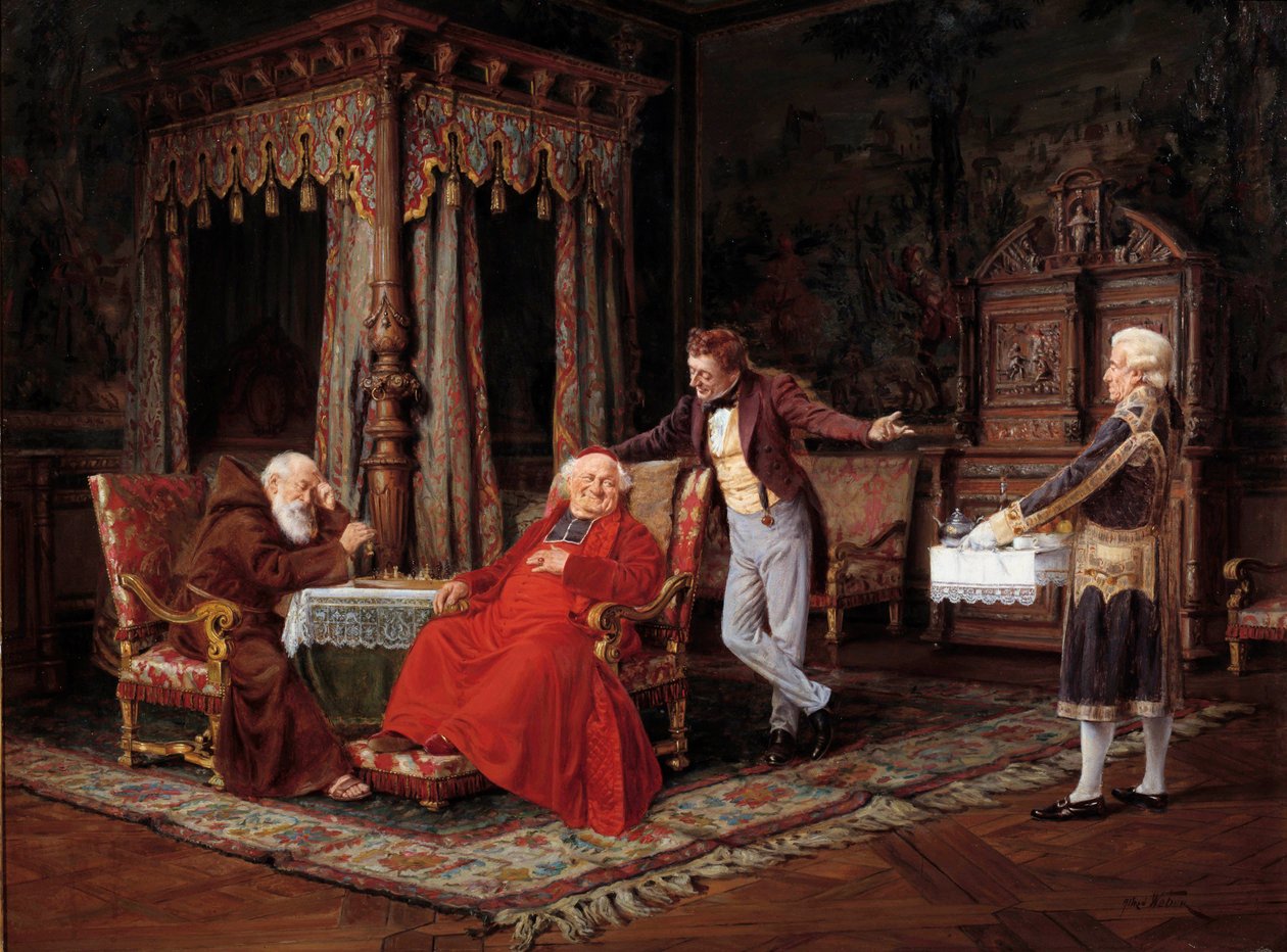 Smaken av hans eminens Maleri av Alfred Weber (1862-1922) Avignon fra 1800-tallet, Musee Calvet - Reker for kardinalen. Maleri av Alfred Weber (1862-1922) av Alfred Weber