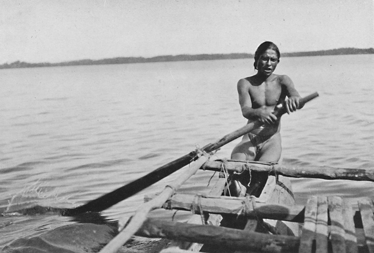 Fisherman on his Canoe, c1890, 1910 av Alfred William Amandus Plate