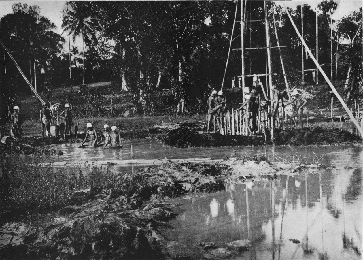 Gem Mining, Ceylon, c1890, 1910 av Alfred William Amandus Plate