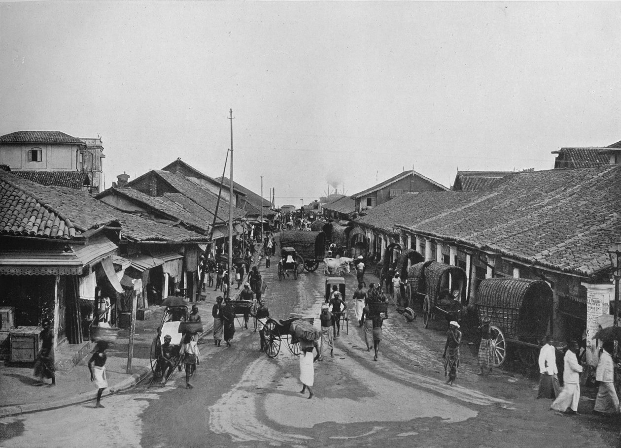 Typisk gatescene i Native Quarters, Colombo, c1890, 1910 av Alfred William Amandus Plate