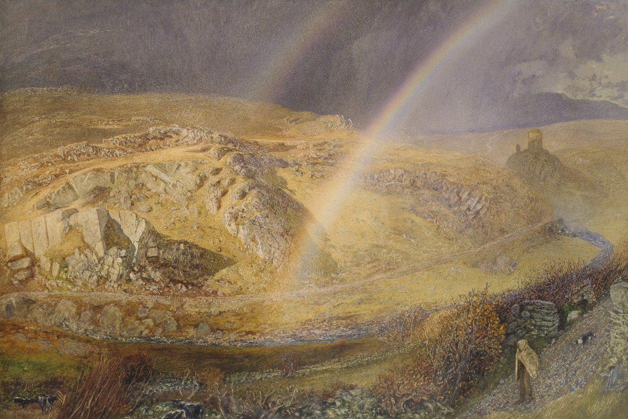 A November Rainbow, Dolwyddelan Valley, 11. november 1866, kl. 13.00 1866, 1866 (akvarell på papir) av Alfred William Hunt