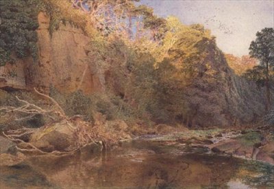 Et elvelandskap (akvarell) av Alfred William Hunt