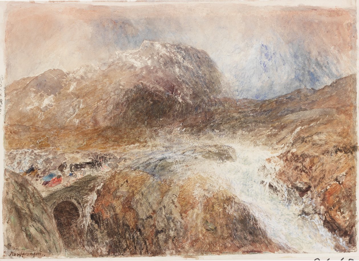 Nant Frangon (blyant og akvarell på papir (limt på bord)) av Alfred William Hunt