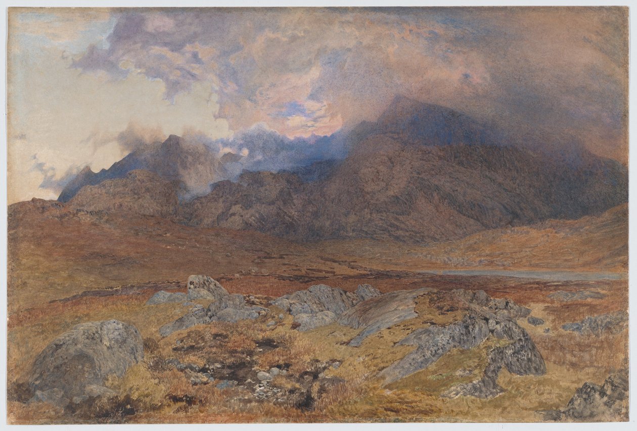 Snowdon etter en haglstorm i april [eller Snowdon gjennom oppklarende skyer] av Alfred William Hunt