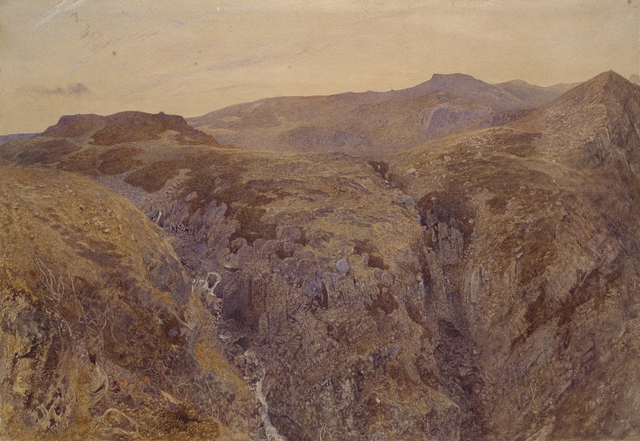Walisisk landskap, 1858 (akvarell på papir) av Alfred William Hunt