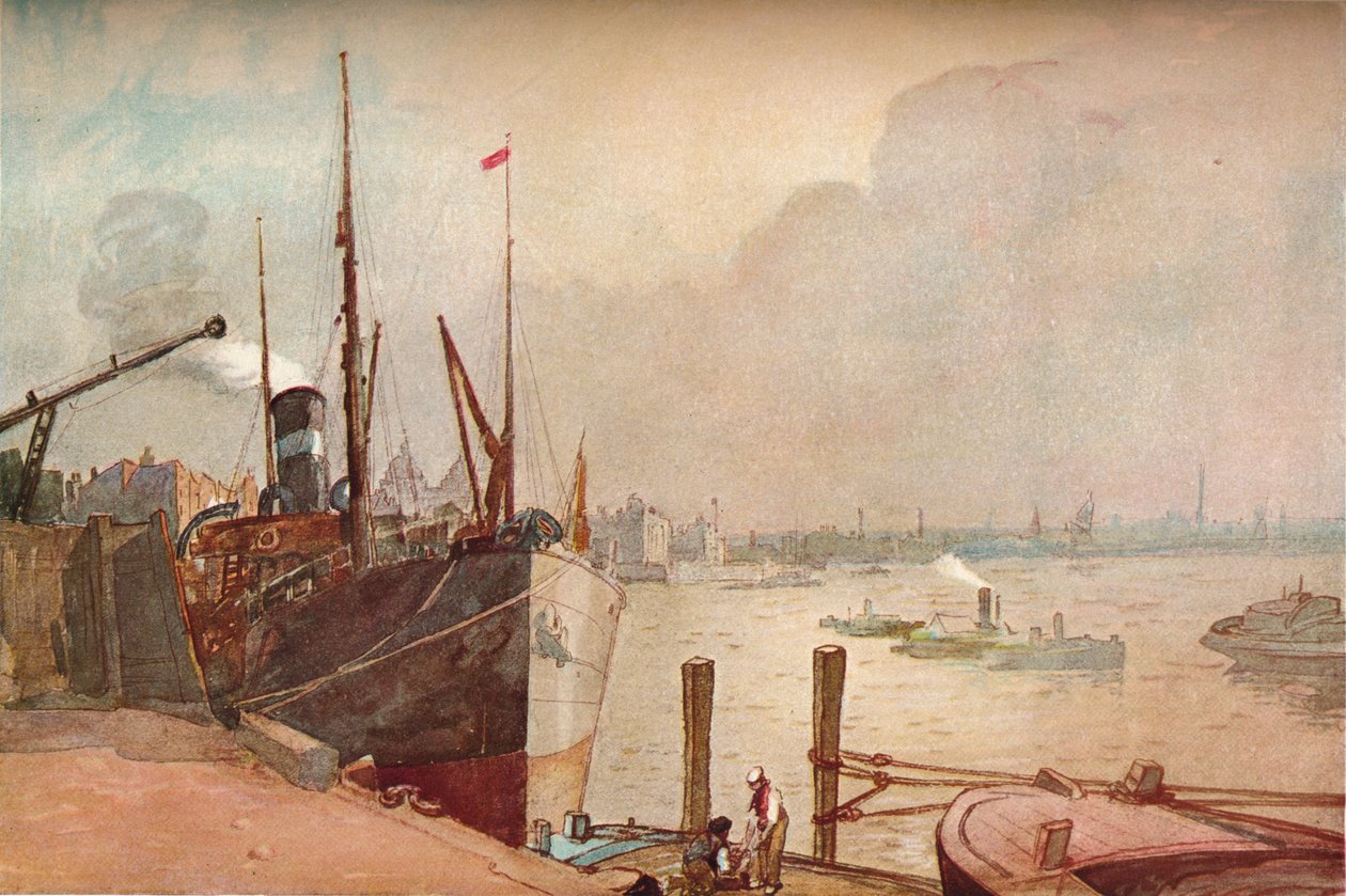På Themsen, c1876-1903, 1903 av Alfred William Rich