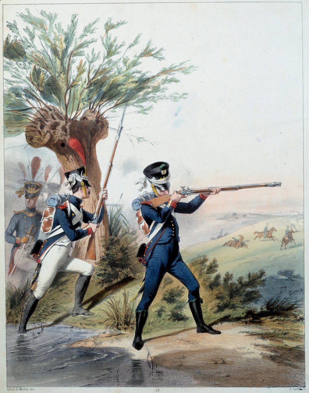 Napoleons hær: Imperial Guard. Gravering av Alfred De Marbot (1800-tallet) 1809. Malmaison, Slottsmuseet. av Alfred de (after) Marbot