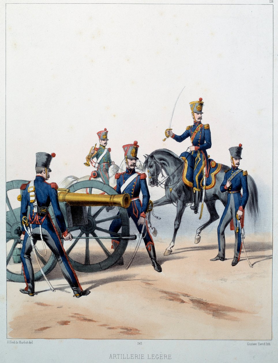 Napoleonic Armee: Lett artilleri. Gravering av Alfred De Marbot (1800-tallet) 1812. Malmaison, Musee Du Chateau. av Alfred de (after) Marbot