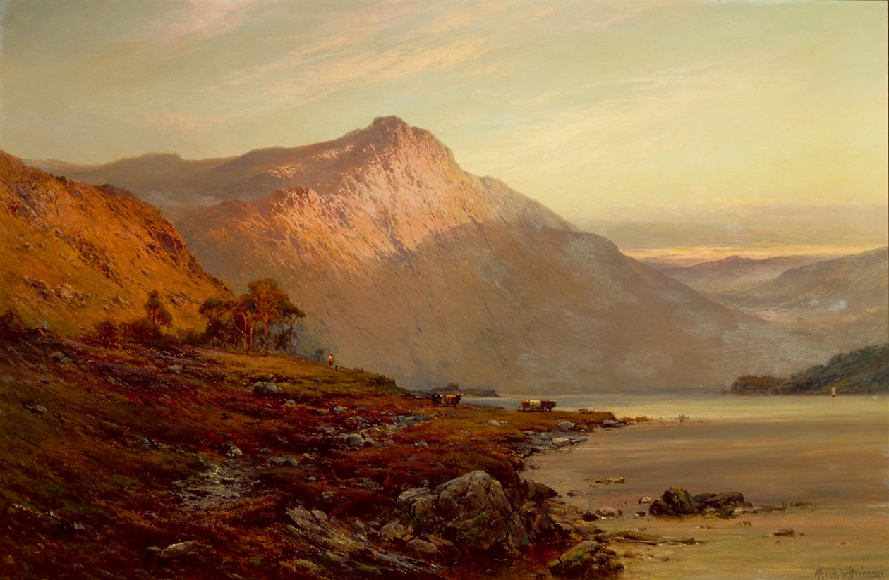 Dhu Loch nær Balmoral (olje på lerret) av Alfred de Breanski
