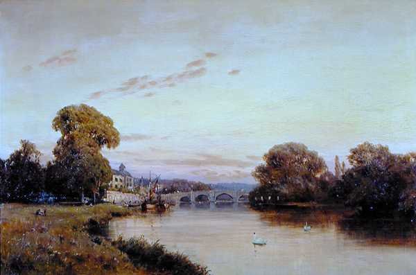 Richmond på Themsen (olje på panel) av Alfred de Breanski