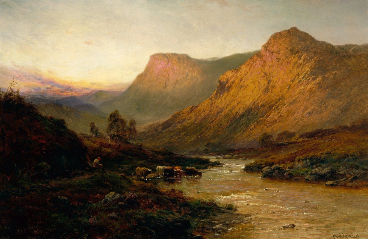 River Tay (olje på lerret) av Alfred de Breanski