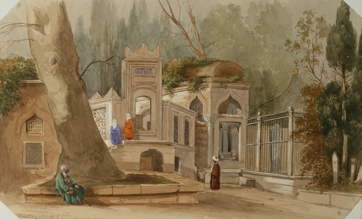 Eyoub, Konstantinopel (akvarell og blyant) av Alfred de Courville