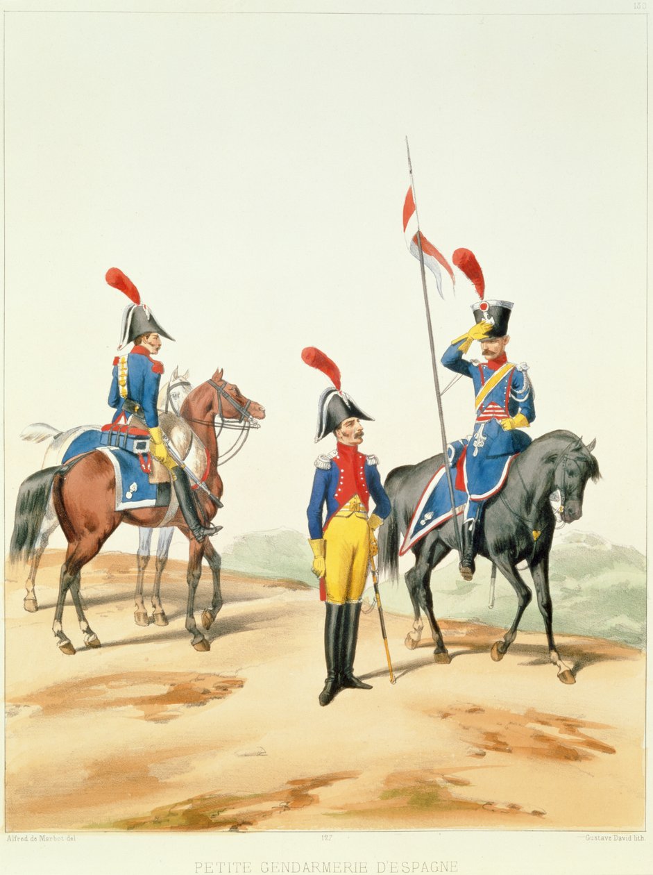 Franske tropper, gravert av Gustave David (1824-91) 1810 av Alfred de after Marbot