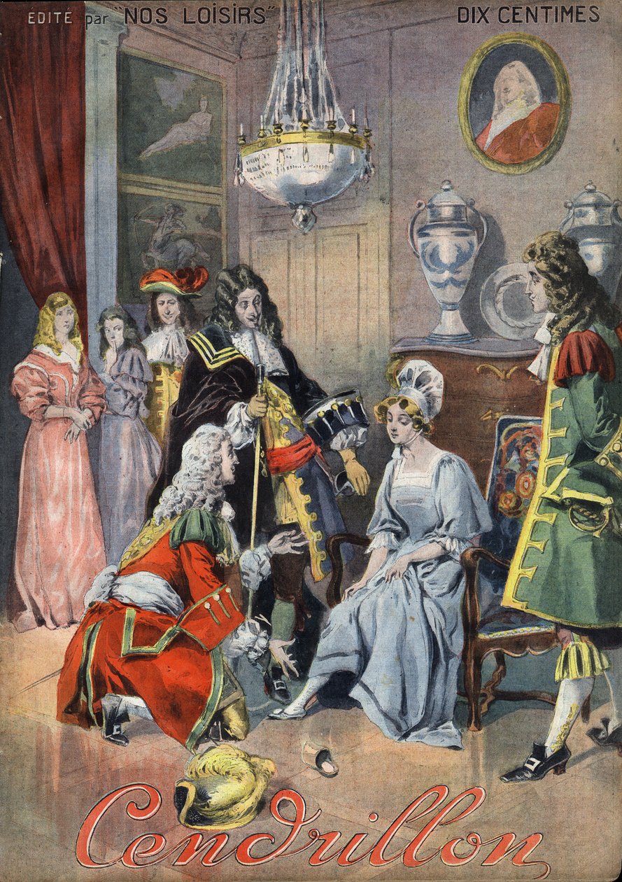 Askepott, folkeeventyr. Illustrasjon av Vaccari og Carrey i "" Les beaux tales"" samling "" Nos loisirs""" rundt 1910. Privat samling. av Alfredo and Carrey Vaccari