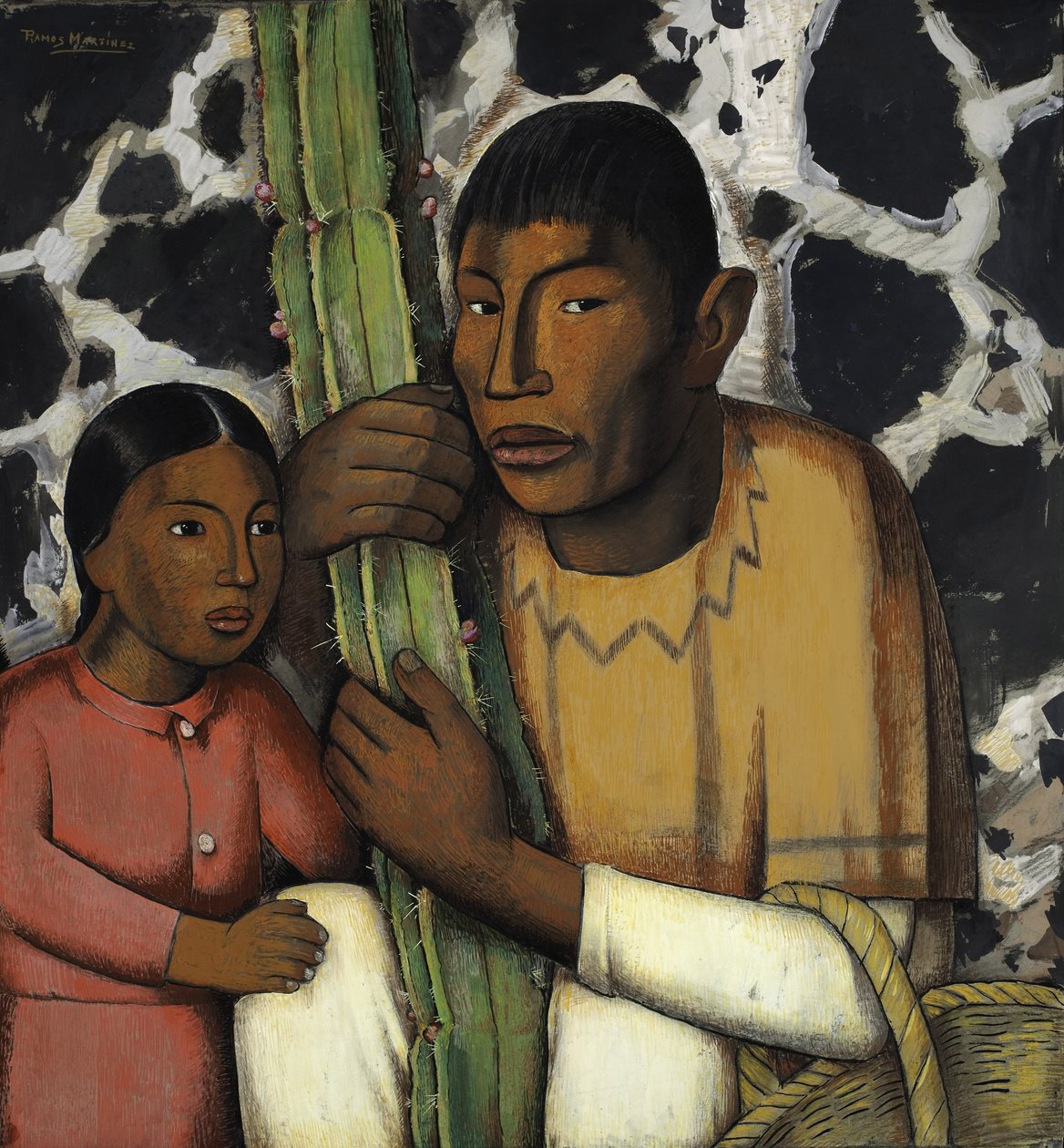Indisk med kaktus (tempera på papir) av Alfredo Ramos Martinez