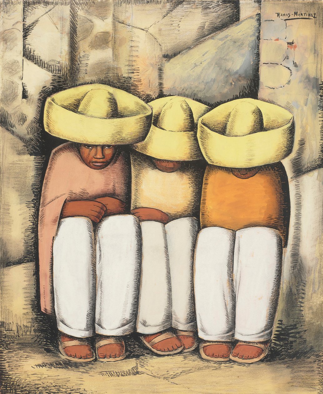 Hvilende indianere, ca. 1935 (tempera og kull på kortet) av Alfredo Ramos Martinez