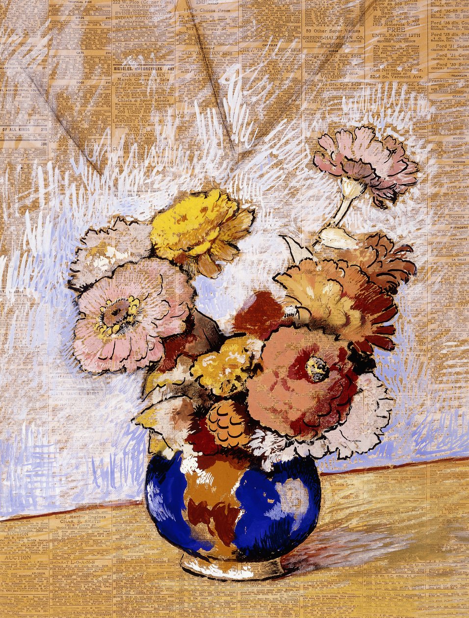 Stilleben med blomster; Stilleben med blomster av Alfredo Ramos Martinez