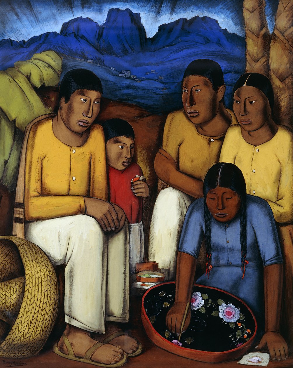 Maleren av Uruapan, ca. 1930 (gouache og kull om bord) av Alfredo Ramos Martinez