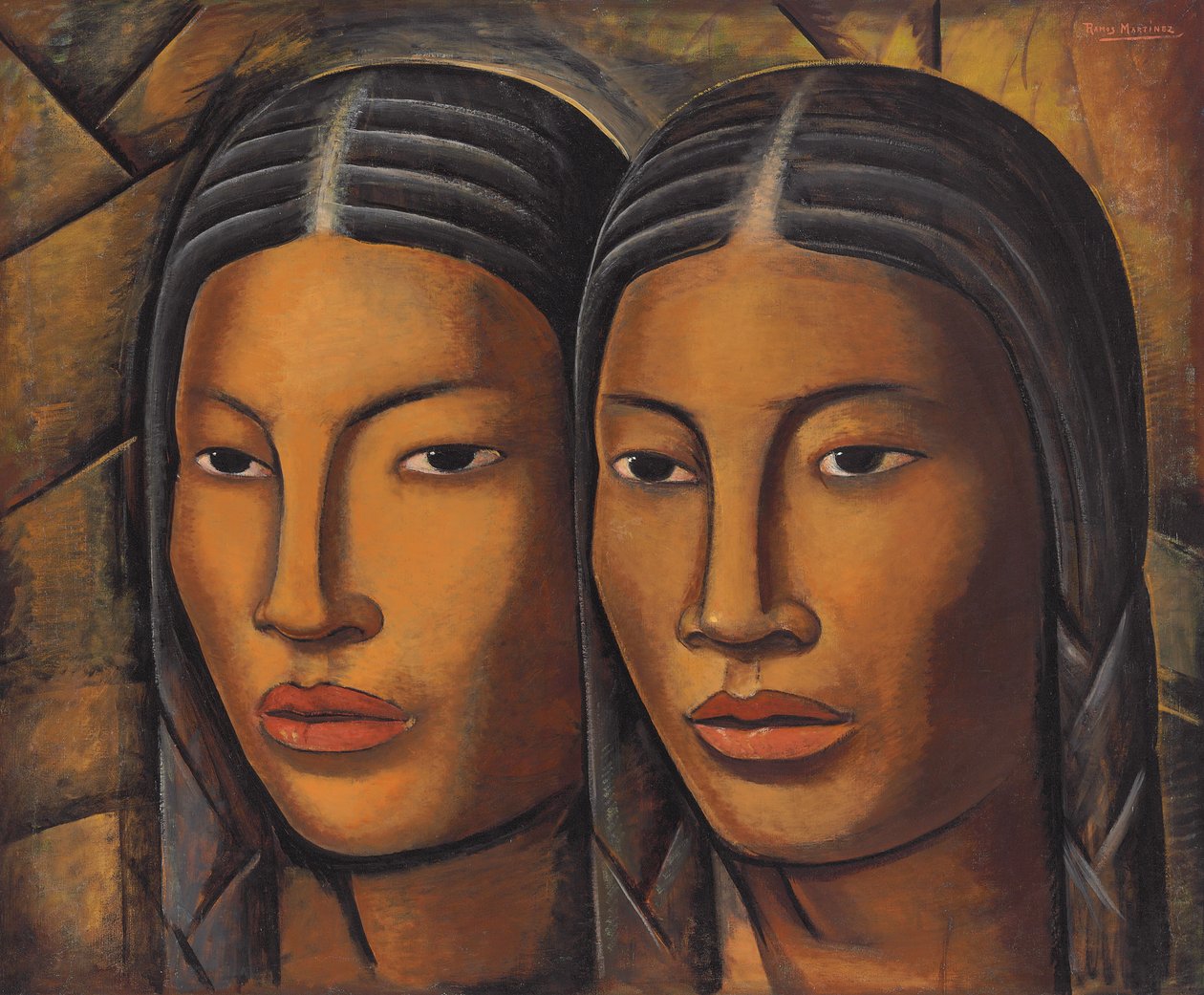 Tvillingene; Las Gemelas, ca. 1930 (olje på lerret) av Alfredo Ramos Martinez