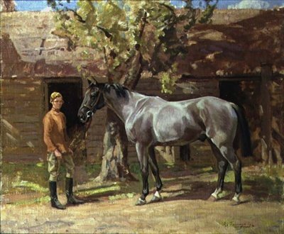 Grå med stallgutt av Algernon Mayow Talmage