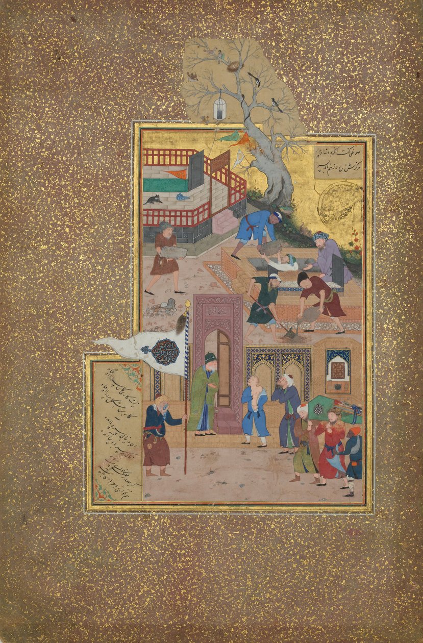 Funeral Procession, Folio 35r fra et Mantiq al-tair Language of the Birds, A.H. 892 A.D. 1487. av Ali Mashhadi