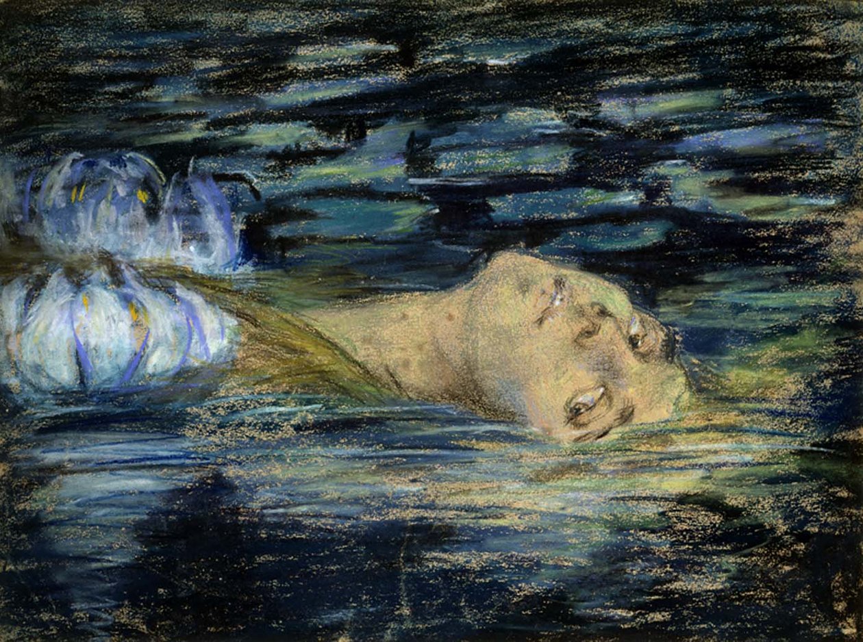 WaterlilynMerk: selv om Smithsonian -nettstedet kaller denne pastellen Ophelia og daterer den ca. 1909, Jean Klings biografi om Alice Pike Barney Smithsonian Institution Press, 1994, ISBN 1-56098-344-2 gir tittelen Waterlily og identifiserer den som illust av Alice Pike Barney
