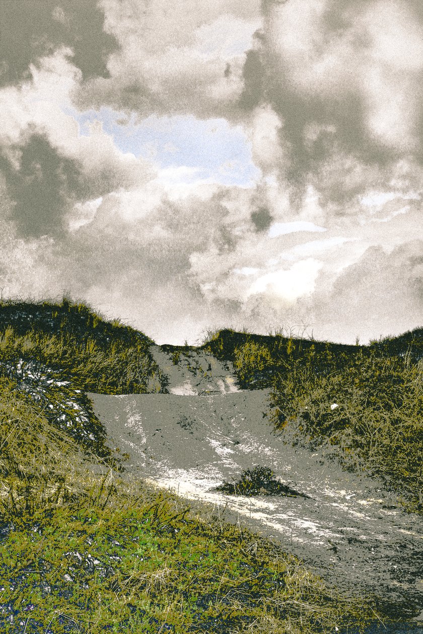 Strandsti, 2018 (håndmalt fotografi) av Alice Gur-Arie