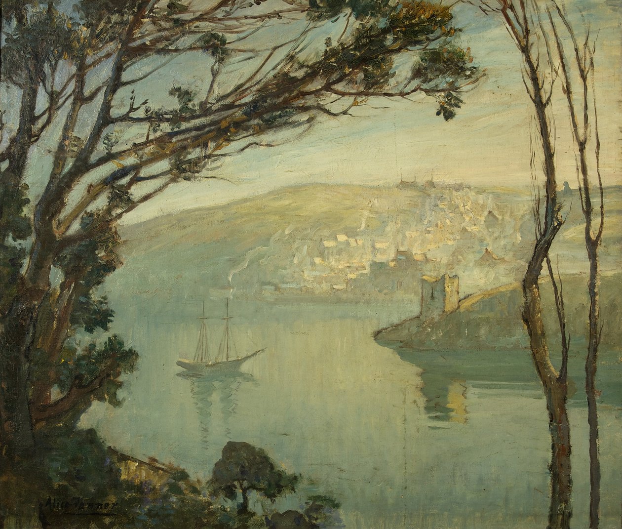 A Winter Morning, Fowey (olje på lerret) av Alice Maud Fanner