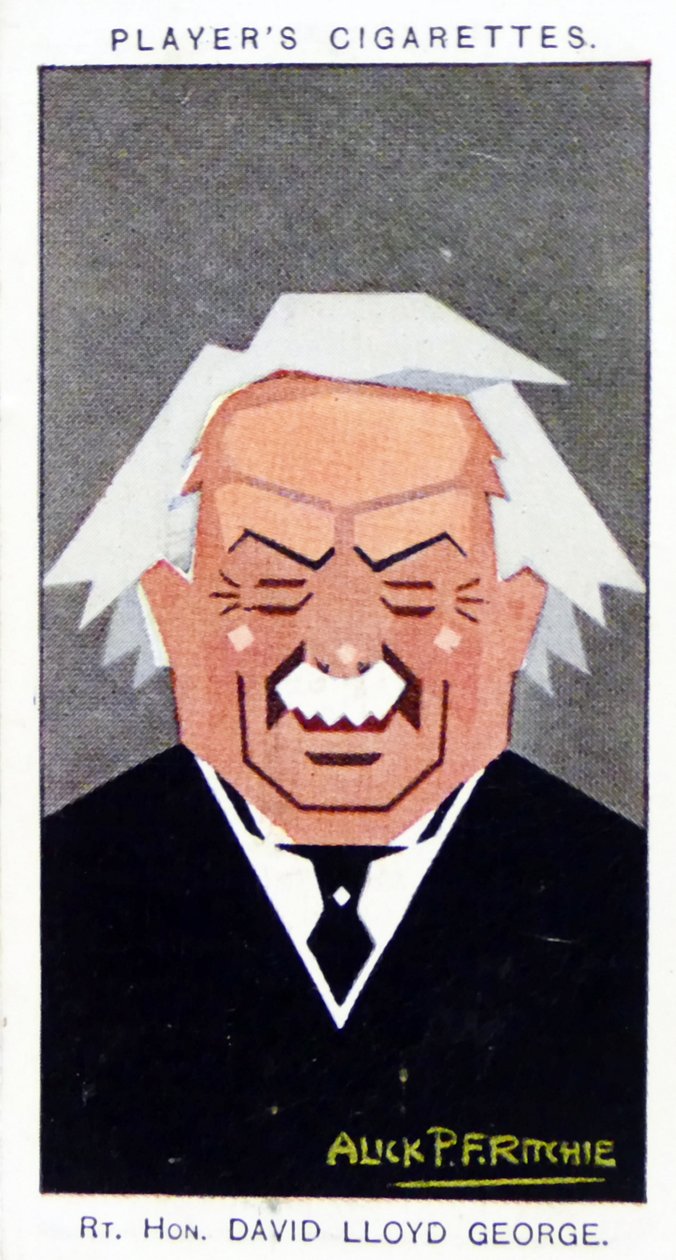 1926 Spillerens sigarettkort som viser: David Lloyd George av Alick Penrose Forbes Ritchie