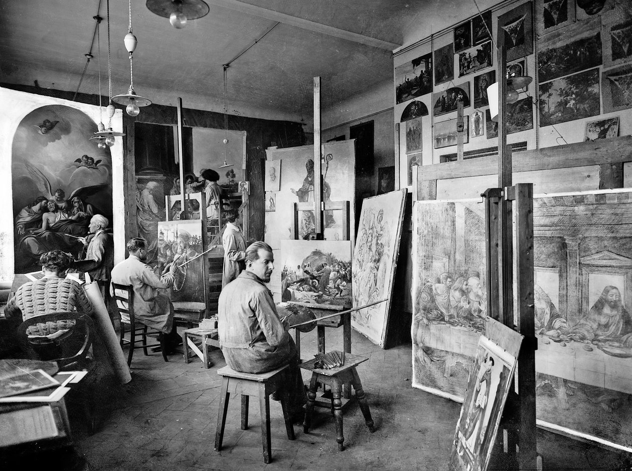 Hall of malere fra Fratelli Alinari Photographic Establishment i via Nazionale, Firenze (s/h foto) av Fratelli Alinari